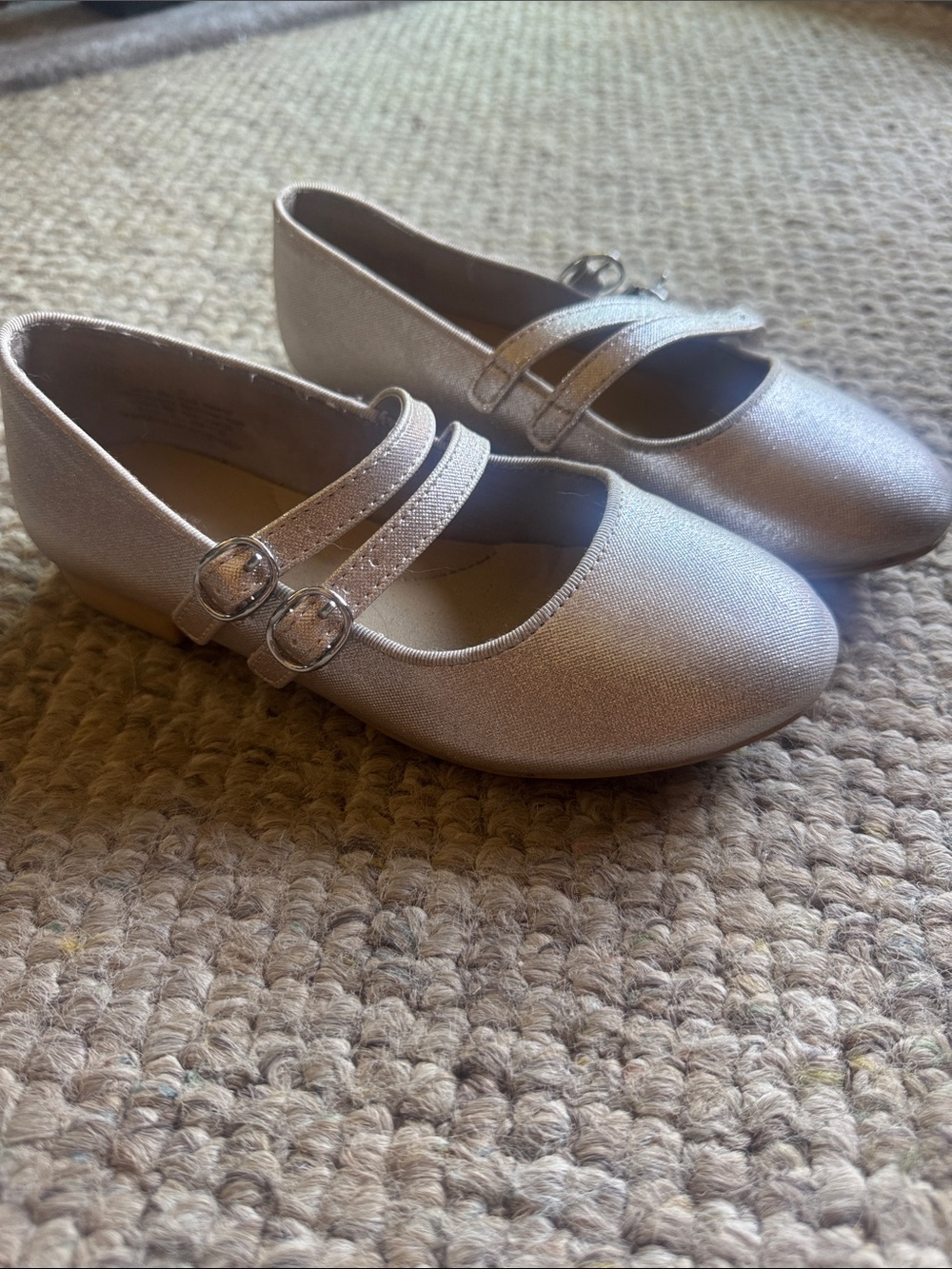 Cat & Jack Girls Sparkle Mary Jane Flats - Silver